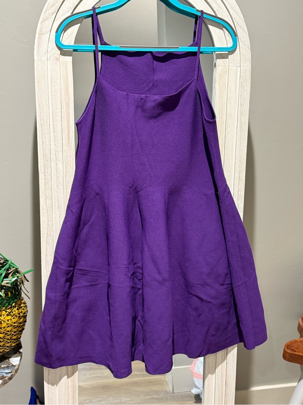 COS Purple Spaghetti-Strap Knitwear Flared Skirt Size L